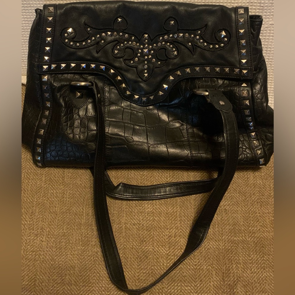 Studded Black Michael Rome Leather Handbag.